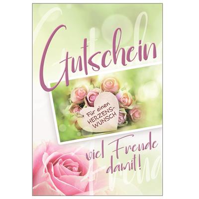 Bil. Gutschein Rosen mit Holzherz