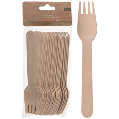 Gabel Holz, 16cm - 20er Set