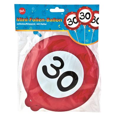Ballon selbstaufblasend "30" 3-teilig