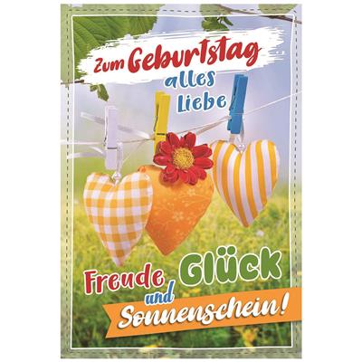 Bil. Geburtstag 3 Herzen auf Schnur