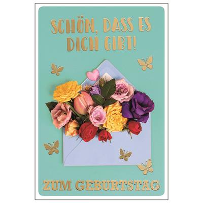Bil. Geburtstag Briefumschlag mit Blumen