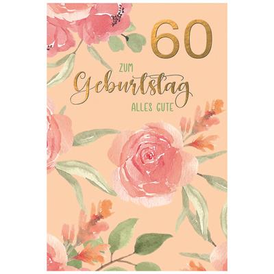 Bil. Geburtstag 60 Blumen beige