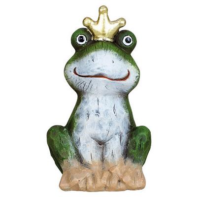 Frosch mit Krone sitzend 18cm
