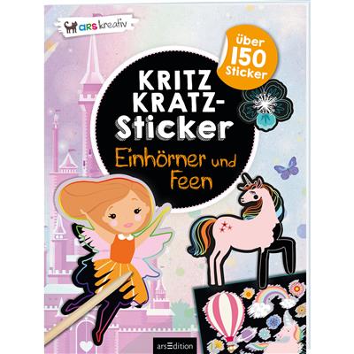 Kritzkratz-Sticker: Einhörner u. Feen