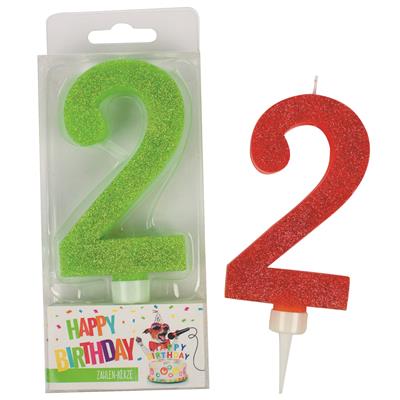 Birthday Fun Zahlenkerze 2 Glitter