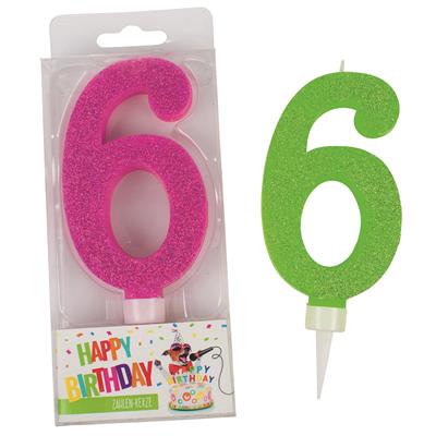 Birthday Fun Zahlenkerze 6 Glitter