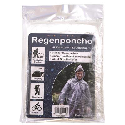 Regenponcho mit Kapuze + 4 Druckknöpfe