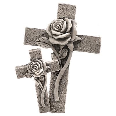 Grabdeko "Kreuz mit Rose" 7,5cm