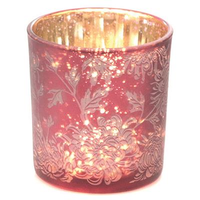 Teelichtglas mit Blumendekor 8 cm