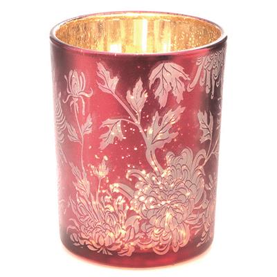 Teelichtglas mit Blumendekor 12,5 cm
