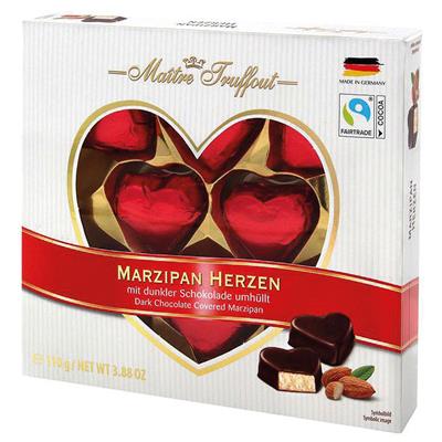 Marzipan-Herzen in dunkler Schokolade, 110g